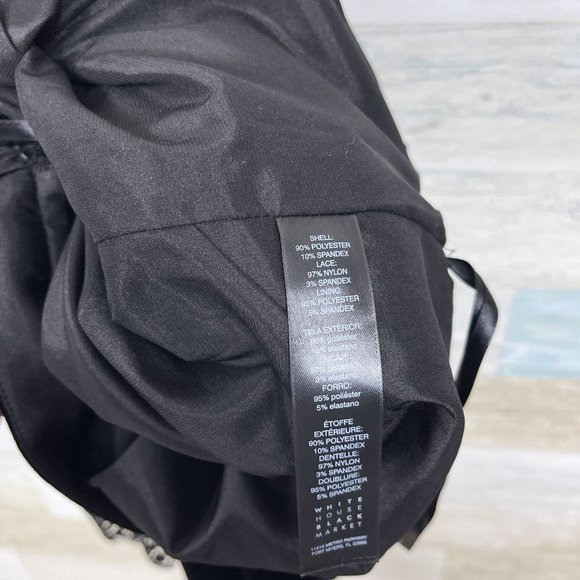 WHBM Off The Shoulder Lace Sleeve Velvet Shift Dress Black Cocktail Womens 6 - Picture 8 of 8